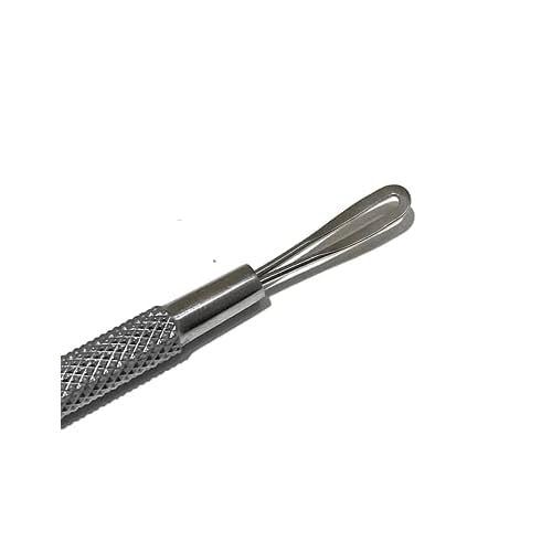 Blackhead Remover Pimple Popper Blemish Comedone Extractor Acne Tool Pimple Spot Popper Komedon Double Side Soft Touch and No-Slip Skincare for Whitehead Removal -Stainless Steel, Silver (BM29)
