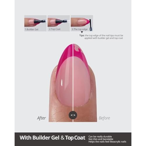 BTArtboxnails French Tip Press On Nails - Pink Short Square Valentines Press On Nails, Soft Gel Nail Tips, 160Pcs Soak Off Acrylic Fake Nail Extension in 16 Sizes