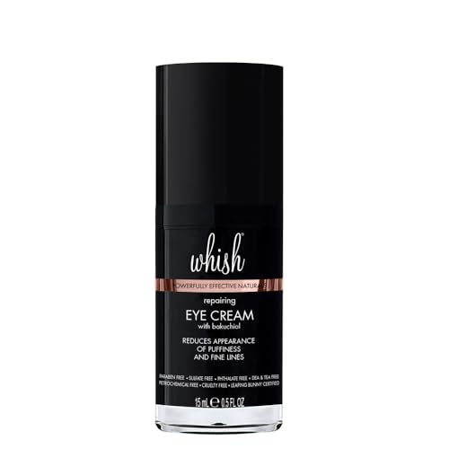 Whish Repairing Eye Cream - Reduces Puffiness & Appearance of Fine Lines, Reduces the Appearance of Bags & Dark Circles, Has Gentle All Natural Retinol Replacement, Backuchiol - .5 fl oz