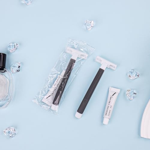 Disposable Razors Bulk, Razors Individually Wrapped Bulk, Travel Razors Bulk With Shaving Cream For Hotels, Shelters, Homeless, Nursing Homes, Charities, Churches, Gray (60-PACK)