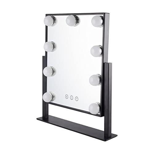 IMEASY Vanity Mirror with Lights£¬Hollywood Lighted Makeup Mirror with 3 Color Modes and 9 Dimmable Diamond LED Light Bulbs Detachable 10X Magnification 360¡Æ Rotation Touch Control (Black)
