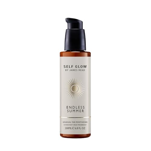 SELF GLOW BY JAMES READ - Endless Summer Gradual Tan Moisturiser | Nourish + Tone Skin with Customizable, Lasting Glow | Non-Allergen Fragrance, Silicone + Drying Alcohol-Free (200ml | 6.8 fl oz)