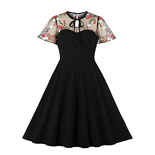 Women's Vintage Polka Dot 1950s Audrey Retro Rockabilly Prom Dress 50's 60's A-Line Cocktail Party Swing Dress