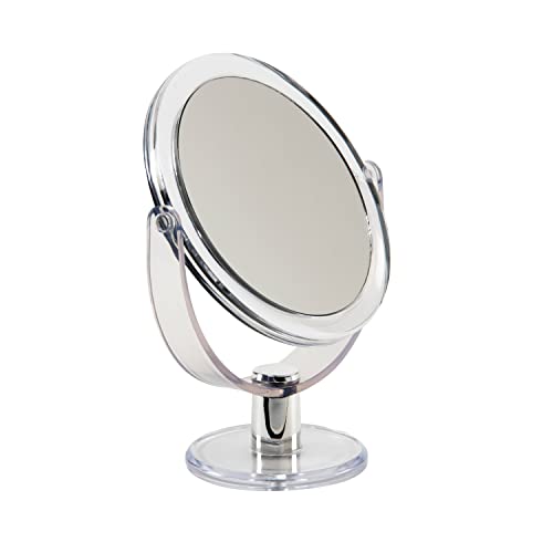 Dual Sided 10X Magnification 7" Rubberized Vanity Mirror in Clear