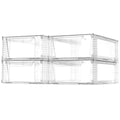 4 Pack Clear Stackable Storage Drawers, 3.95" H Easily Assemble Acrylic Organizer Bins - Multi-Use for Make up, Closet, Pantry, Bathroom, Medicine, Kitchen Cabinet & Undersink Organization