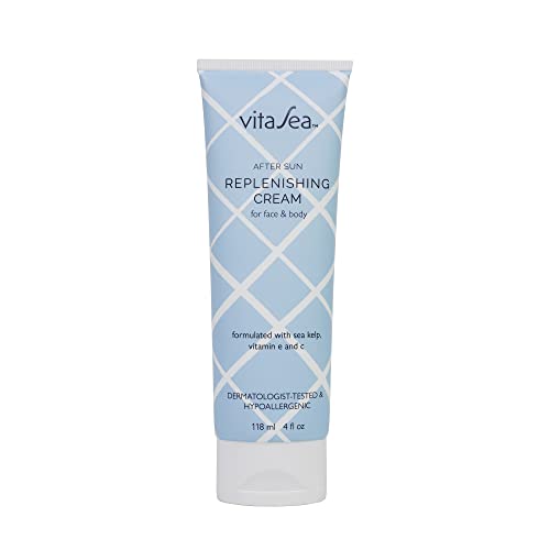 VitaSea After Sun Replenishing Cream for Face and Body, Refresh, Hydrate & Soothe Heat Exposed Skin, Fast-Absorbing Vegan After Sun Care, Formulated with Sea Kelp, Vitamin E & C, 4 Fl Oz
