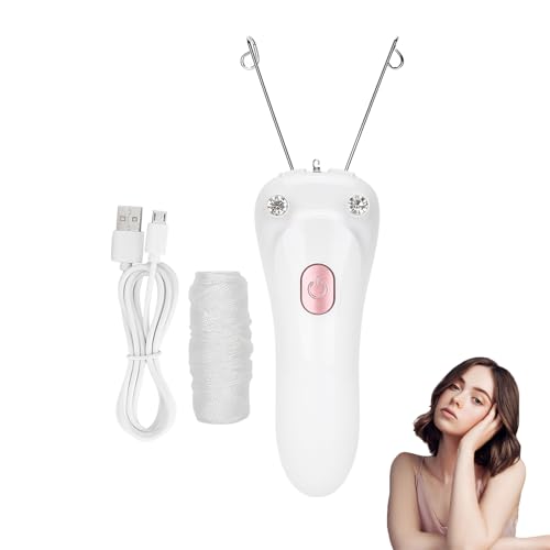 Threading Hair Removal, Hair Removal Device, Electric Threading Epilator USB Hair Remover for & Body Hair Removal with Cotton Thread Roll (Pinks)