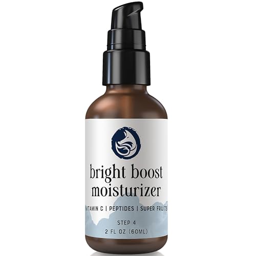 Foxbrim Naturals Bright Boost 7 Superfruits Peptide Face Moisturizer with Vitamin C - Gentle Daily Hydrating Luxury Lotion for Radiant Skin - Smooths Fine Lines - Fragrance Free All Skin Types 2oz