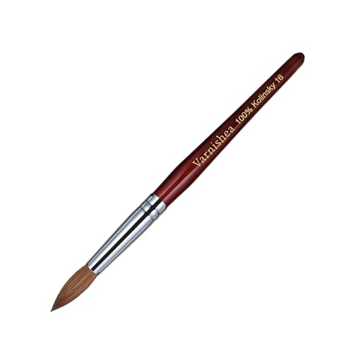 100% Pure Kolinsky Acrylic Nail Brush Solid Wood Handle Professional Manicure Brushes for Powder Nail Acrylic Application - Salon & DIY Nail Art Essentials - Size 16, 1.0 Count