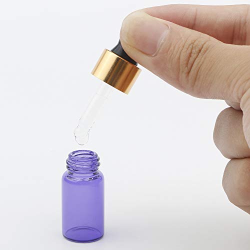 Ellbest 30pcs 3ml Mini Dropper Bottles for Essential Oils Purple Glass Bottle with Dropper Empty Refillable Perfume Vials for Perfume, DIY Samples