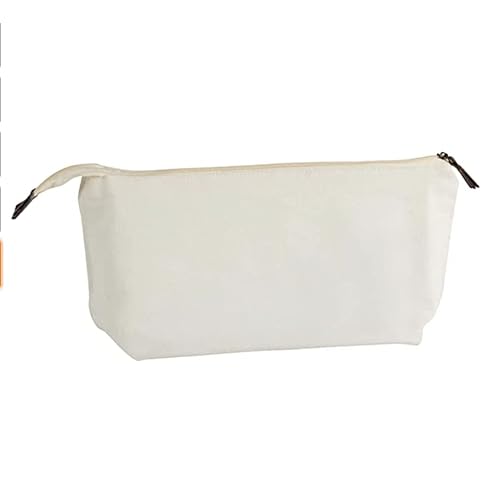Juvale Canvas Makeup Bag - 12 Pack, 11.75 x 5.5 In, White Cotton - Travel Cosmetic & Toiletry Pouches with Zipper - Blank DIY Canvas Pouches for Crafting & Bridesmaid Gifts