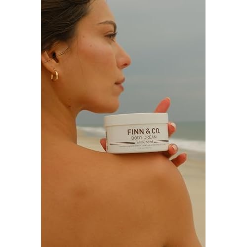 FINN & CO. White Sand Body Cream - Hydrating Moisturizer with Shea Butter, Vitamins A, C & E - Smoothes & Nourishes Skin - Paraben Free, Cruelty Free, Beach Inspired Scent | 6.6 oz