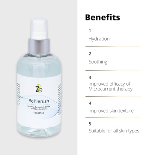 7E Wellness MyoLift RePlenish Spritzer ? Hydrating Mist for Microcurrent Therapy ? Reactivates Conductive Gel, Enhances Conductivity, Soothes & Moisturizes Skin (8oz / 236ml)