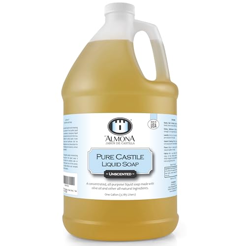 Pure Castile Liquid Soap, UNSCENTED, 1 Gallon - Multipurpose: Hands, Face, Body, Laundry, Dishes & More - For Sensitive Skin, All-Natural Ingredients, Fragrance Free