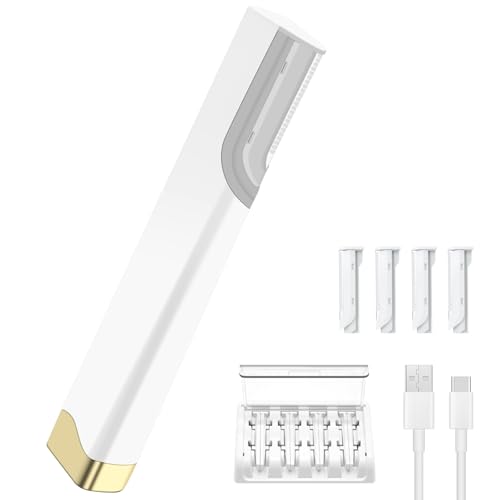 Sonic Dermaplaning Tool for Women, Electric Facial Hair Remover & Eyebrow Trimmer, Peach Fuzz Shaver with LED Light, 3 Speeds & 5 Replacement Blades (White)