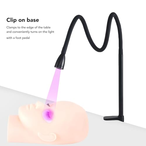 Portable LED Lash Light With Clamp and Foot Pedal for Eyelash Tech - Gel Curing Lamp and Nails Eyelash Dryer