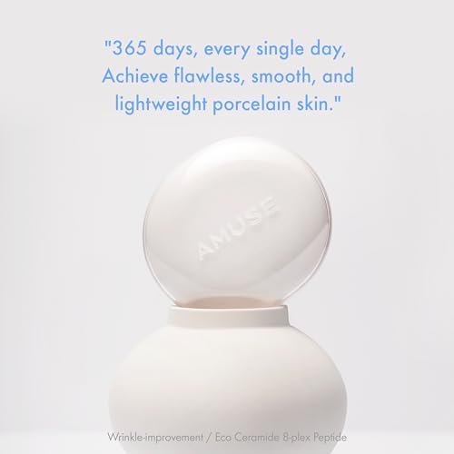 Amuse SEOUL Ceramic Skin Perfector Cushion Foundation (1.5 NATURAL) | Long-lasting, Lightweight, Semi-matte, Flawless Coverage, Hypoallergenic, Vegan, Korean Beauty (15g / 0.52oz.)