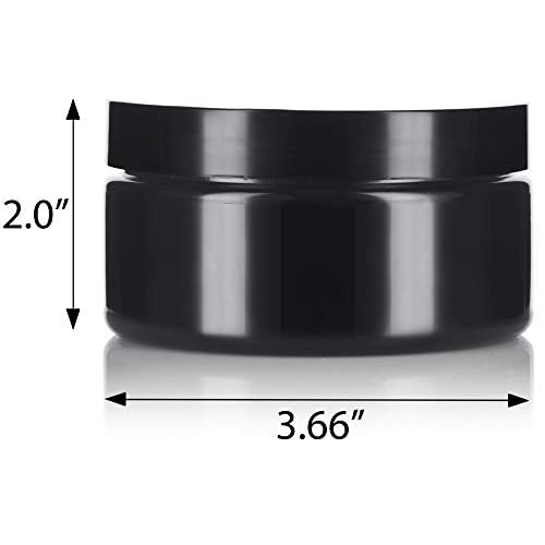 Black PET Plastic (BPA Free) Refillable Low Profile Jar - 8 oz (12 Pack)