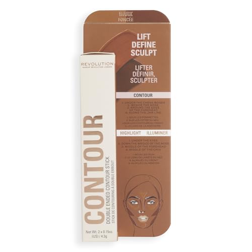 Revolution Beauty London, Fast Base Contour Stick, Dual Ended, Sculpts & Defines Face, Lightweight, Blendable, Dark, 2 X 0.15 Oz (Pack of 2)