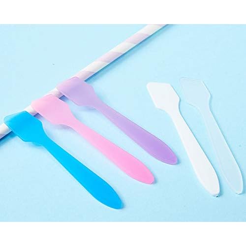 100Pcs 8cm/3inch Pink Disposable PP Cosmetic Spoon Mask Spatula Mini Facial Cream Scoop Mud Mask Stirrer Muddler Applicator for Skin Care