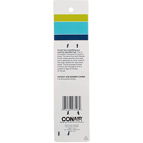 Conair Hard Rubber Pocket and Barber Comb 2 ea (Pack of 2)