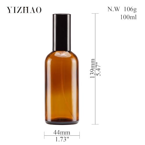 YIZHAO Amber Glass Spray Bottles 4oz, with Small Fine Mist Spray, Metal Cap, Refillable for Essential Oil,Travel,Cleaning,Perfume,Aromatherapy,Makeup ? 9 Pcs