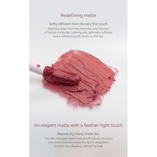 MINIMERRY Velvet Blending Tint - Korean Matte Liquid Lipstick, Blur & Fudge Finish, Weightless Longwear Lip Stain for Soft Gradient Look, 5 g / 0.17 oz., (03 RASPBERRY)