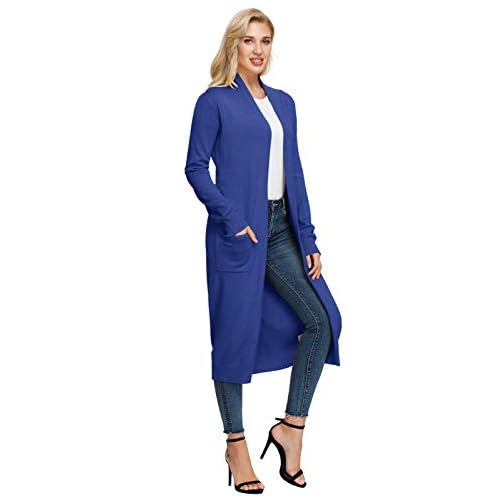 GRACE KARIN Essential Solid Open Front Maxi Long Knitted Cardigan Sweater for Women