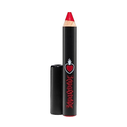 REINA REBELDE Atrevida Bold Lip Matte Stick Pencil - Punchy Red w/Hint of Orange/Long-Wearing Opaque Matte Finish/Jojoba Oil & Vitamin E/Wood Barrel Pencil/Moisturizing