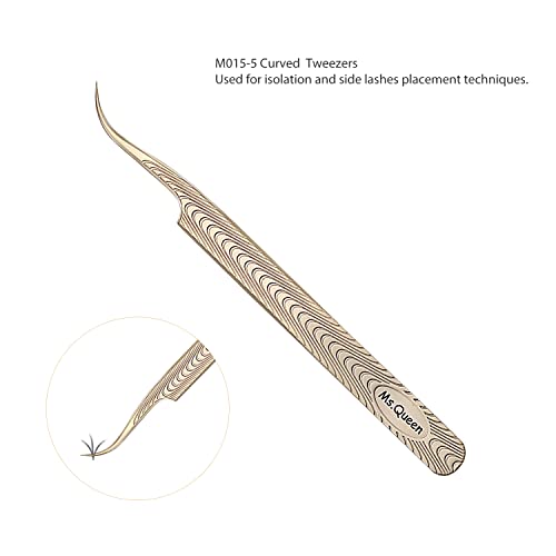 Ms.Queen Lash Tweezers for Eyelash Extension-Professional Lashing Tweezers for Mega Volume Mink Eyelashes Extensions Applying,Curved