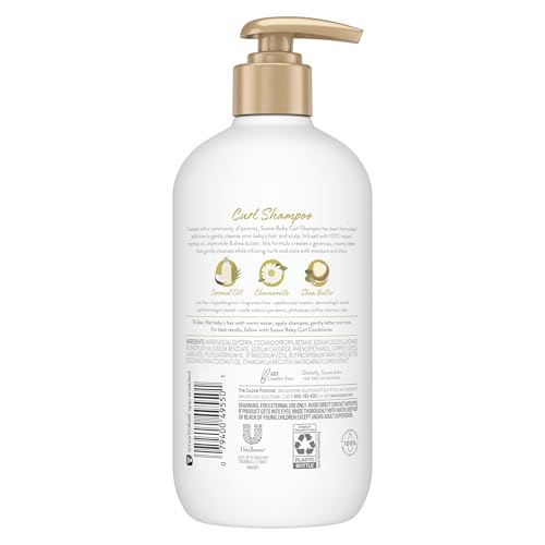 Suave Baby Curl Shampoo for Curly, Coily Hair, with 100% Natural Coconut Oil, Chamomile & Shea Butter No Parabens, Fragrance, Dyes 13.5 OZ