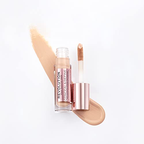 Revolution, Conceal & Define Concealer, Full Coverage & Lightweight, Long-Lasting Matte Finish, Vegan & Cruelty Free, C7 Medium or Tan Skin Tones, 0.14 oz