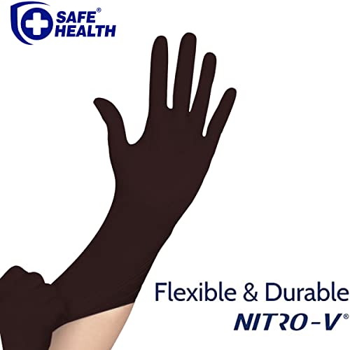 Safe Health NITRO-V Nitile-Vinyl Synthetic Dispoable Gloves, Latex Free, Powder Free, Cleaning, Cooking, Tattoo, Beauty