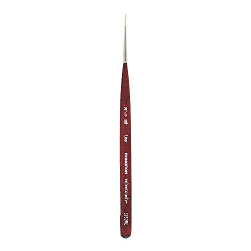Princeton Velvetouch Mini Liner Brush, Synthetic, Short Handle, Size 20/0 inch, 1 Count