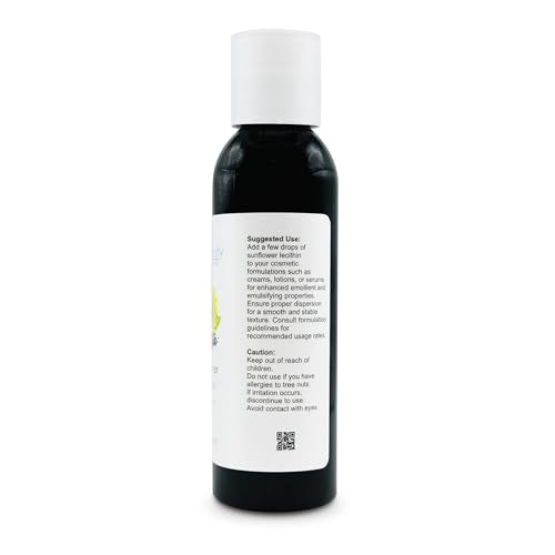 SUNFLOWER LECITHIN Liquid Oil | Cold Pressed Unrefined | USP Grade Unbleached 100% Pure Natural Sunflower Lecithin Oil | Skin Moisturizer, Soap Making, Lotion | 4 fl oz