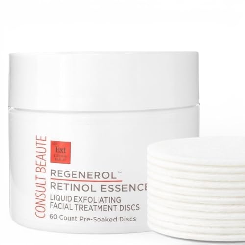Consult Beaute - Regenerol - Retinol Exfoliating Facial Treatment Pads - Micro Exfoliation for Face - Smoother, Glowing Skin - 60 Disposable Wipes (2Pack)
