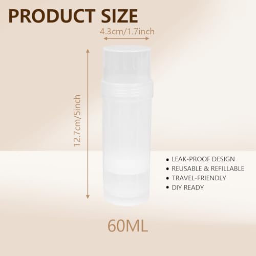 50 Pcs Empty Deodorant Containers Twist up Filling Stick Plastic Refillable Deodorant Holder Balm Tubes for Homemade Lipstick Sunscreen Balm Lotion(60ml)