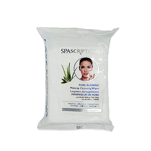 Spascriptions¢â Anti-Aging, Brightening, Moisturizing & Pore Refining Towelettes Removes Waterproof Makeup, Revives with Collagen, Vitamin C, Coconut Oil, and Aloe Hypoallergenic, 120 Ct. 4 Pack