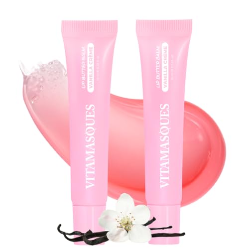 Vitamasques Lip Butter Balm Vanilla Creme Pack of 2, Korean Lip Balm - Peptide Lip Treatment - Lip Balm Hydrating - Light Tinted Lip balm - Made in Korea - 0.33 fl.oz