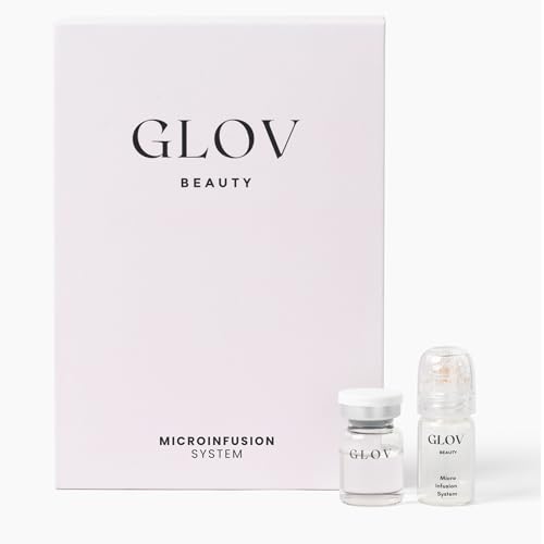 Glov Beauty Micro Infusion System for Face & Lips ? 0.25mm 24k Gold Cosmetic Facial Stamp with Hyaluronic Acid, Collagen Peptides & Licorice Root Serum Ampoules (1x Infusion Application, 3x Serums)