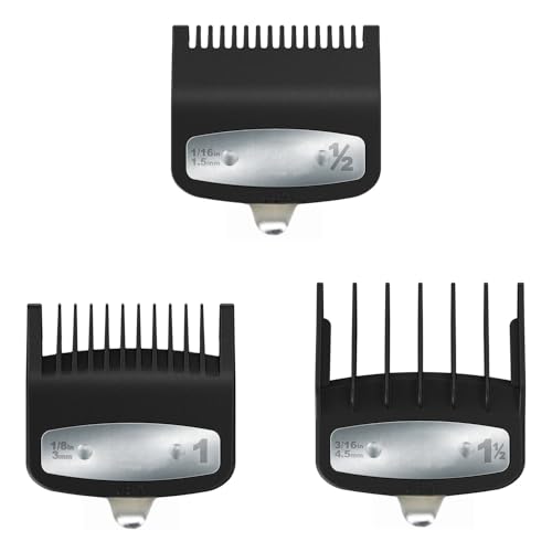 3-Pcs Clipper Guard Set, Black Professional Clipper Guard Set Compatible with Wahl Most Clippers (1.5mm/3mm/4.5mm), Premium Close Cut to 1-Inch,Black Sliver