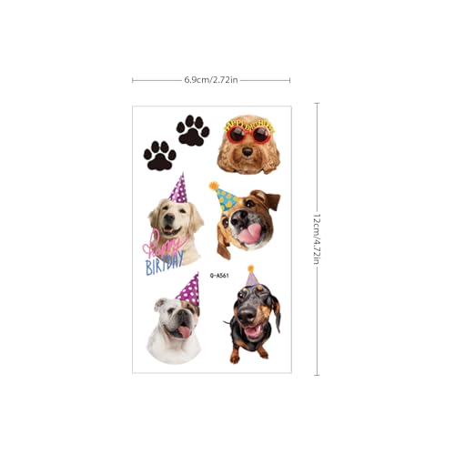 Dog Tattoos for Kids,60 Pcs Cute Pet Dog Puppy Themed Temporary Tattoo for Birthday Party Decorations Supplies Favors, Animal Fake Tattoo Stickers Q852
