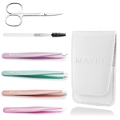 MAYKI Eyebrow Tweezers Set 6 PCS & Tweezers for Women 6PCS