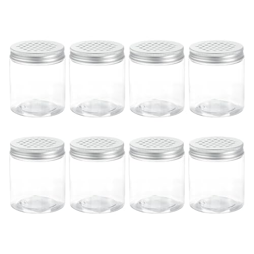 HARFINGTON 8 Pcs Empty Scent Beads Storage Container 8.5oz/250ml Air Freshener Tins Round Refillable Spice Containers Plastic Jars Sample for Travel Storage