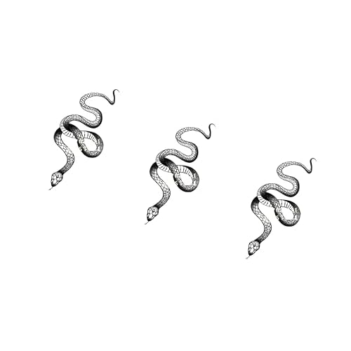 Fashion Realistic Big Size Black Snake Temporary Tattoo Stickers for Women Men Waterproof Fake Tattoo Waist Body Forearm Arm (Pack of 3)