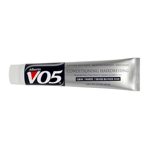 Alberto VO5 Conditioning Hairdressing for Grey White Silver Blonde Hair - Hair Conditioner Styling Product - Smooths Frizz - Brightens Color - 1.5 oz