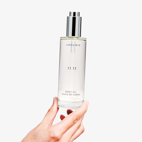 Lake & Skye 11 11 Body Oil - Hydrating with Vitamin E & Almond Oil - Clean Skin Musk, Sheer & Uplifting Scent - 3.4 fl oz (100 ml)