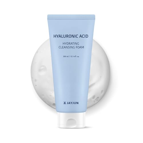 JAYJUN Hyaluronic Acid Hydrating Cleansing Foam 300 mL (10.1 fl. oz) - 8-Type Hyaluronic Acid Moisturizing Face Wash, Skin-Comfort Cleanser, Korean Hydrating Facial Cleanser
