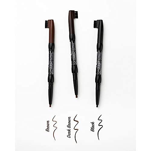 Kiss New York Professional Long-Lasting Eyebrow, Retractable Eyebrow Pencil, Rich Pigmentation, Coconut Oil Infused, Built-in Brush Brow, Sapes, Define, Fills Brow, Eye Makeup (BLACK) (Pack of 2)