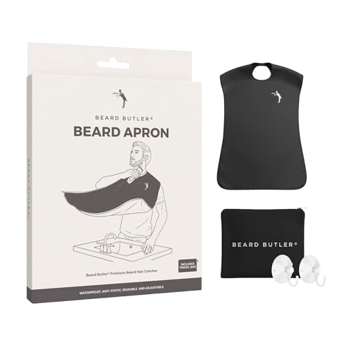 Beard Butler¢ç 'The Original' Beard Bib Apron ? Beard Hair Catcher for Men ? Grooming & Shaving Apron with Strong Suction Cups ? Beard Gift for Husband, Boyfriend ? Includes Travel Case